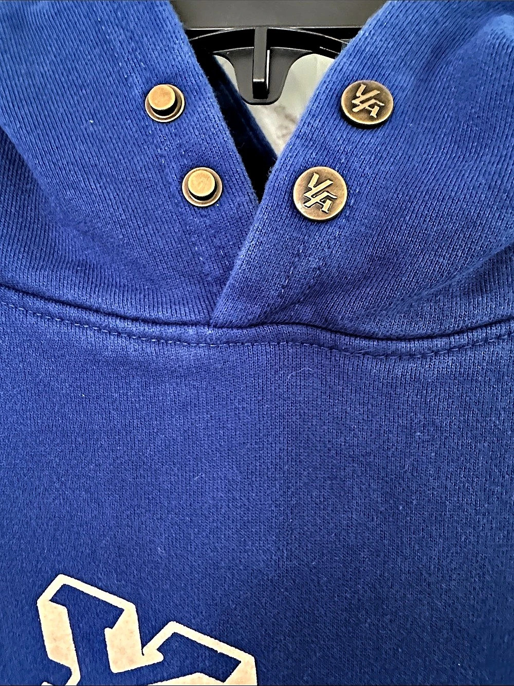 YoungLA Blue Graphic Pullover Hoodie with Kangaroo Pocket and Snaps at Neck S - Picture 9 of 12